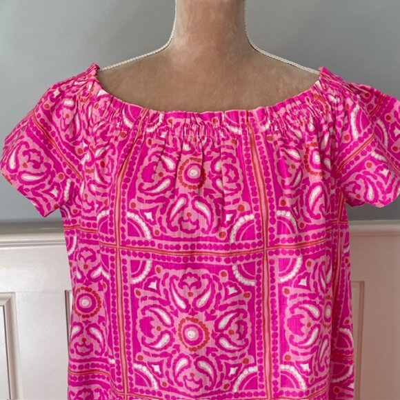 Vineyard Vines 100% Cotton Indian Block Print Pink Resortwear Dress XL - Picture 3 of 6
